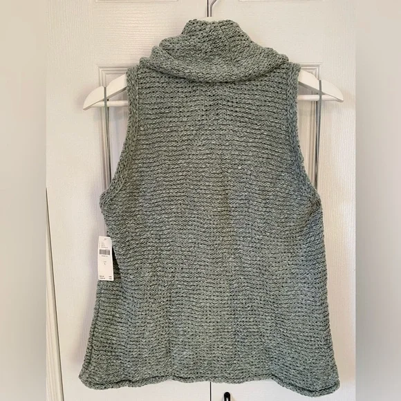 Anthropologie Pilcro NWT Turtleneck Tank Sweater in Moss Chunky Cotton Blend L - Picture 3 of 14